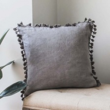 Grey Tassel Border Cushion by Biggie Best
